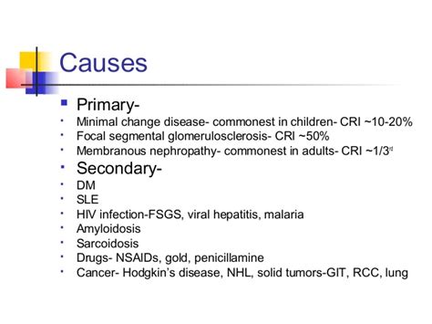 Causes Of Nephrotic Syndrome