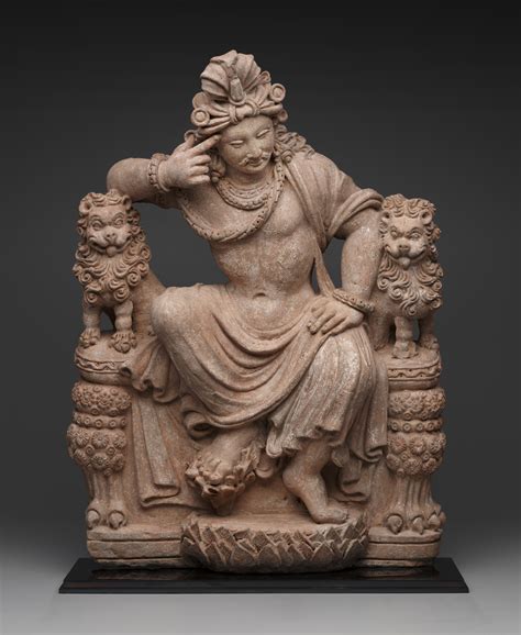 A Greco-Buddhist sculpture of the Thinking Bodhisattva from the Hadda region in Afghanistan. 4th ...