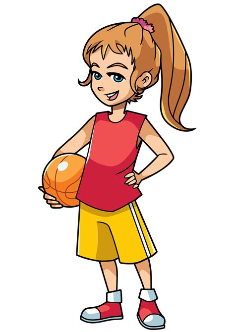 Basketball-Mädchen auf weiß Vektor-Cartoon-Illustration. Mädchen, Sport ...