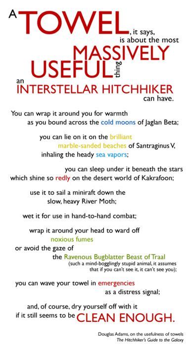 Happy Towel Day! Hitchhikers Guide To The Galaxy, The Hitchhiker, Favorite Books, Favorite ...