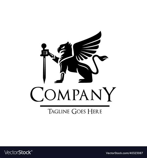 Gryphon sword log Royalty Free Vector Image - VectorStock