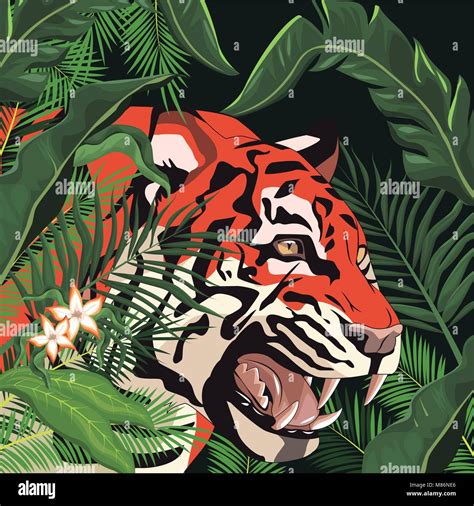 Tiger drawing in the jungle vector illustration graphic design Stock Vector Image & Art - Alamy