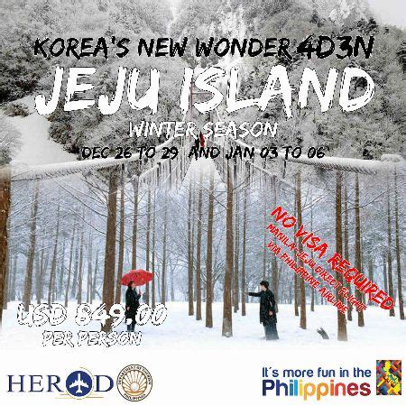 Jeju Island 4 Days 3 Nights Tour Package (winter Season) [ Tour ...