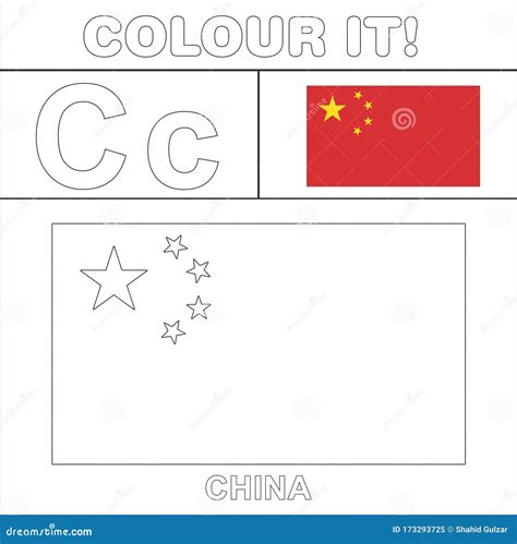 Colour it Kids Colouring Page Country Starting from English Letter `C` China How To Color Flag ...