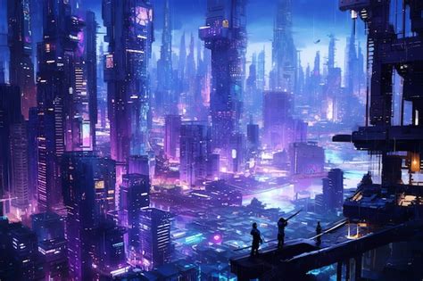 Premium AI Image | Cyberpunk city digital art style