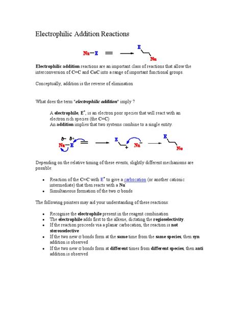 Electrophilic Addition Reactions PDF | PDF | Alkene | Chemical Reactions