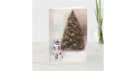 Siberian Husky Puppy Christmas Card | Zazzle