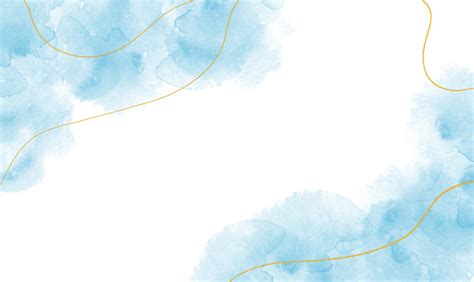 Abstract Very,Blue Pastel Watercolor Paint Stain Background With Gold Line 20575948 PNG