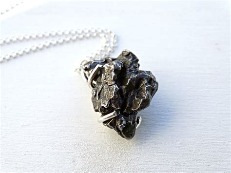 meteorite necklace silver mens necklace meteorite mens