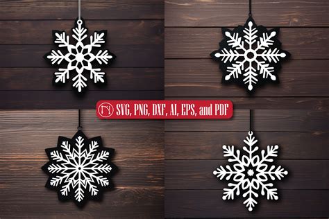 Christmas Snowflake Ornament SVG Bundle Graphic by NGISED · Creative Fabrica