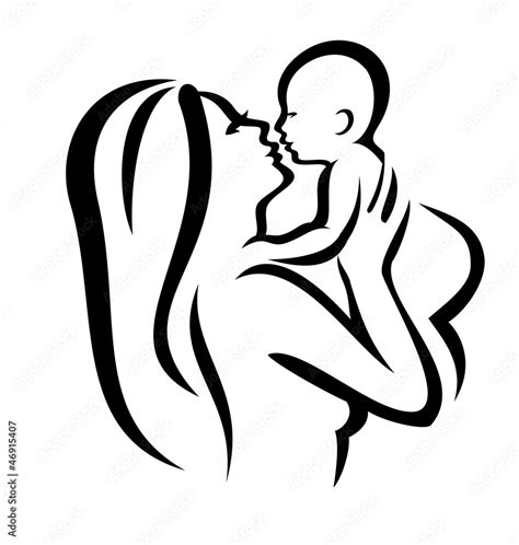 mother and baby vector silhouette Stock Vector | Adobe Stock