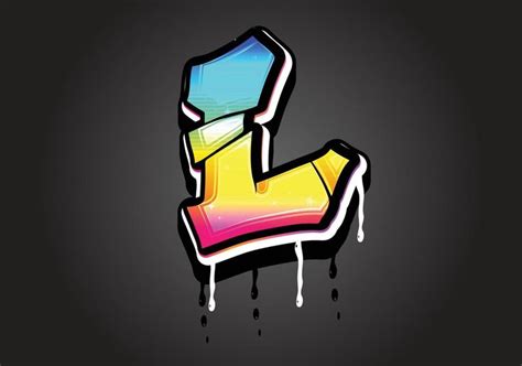 L Letter 3D Graffiti Font with Dripping Paint