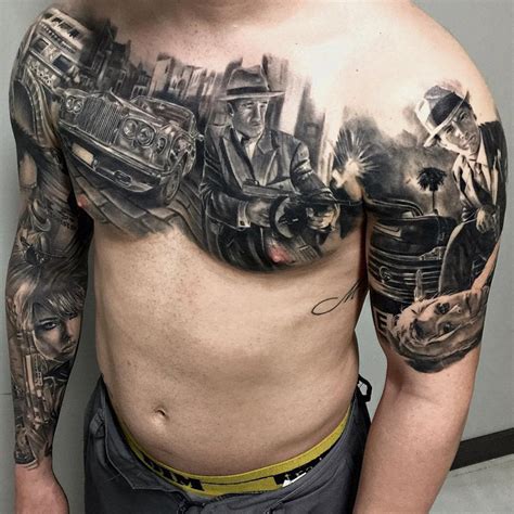 Gangster City Scene On Guys Chest