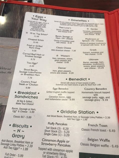 Menu at Davenport Diner restaurant, Davenport, US Hwy 27