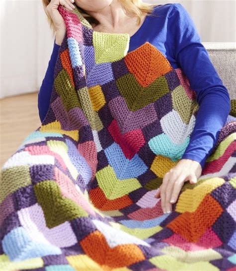 Free Knitting Pattern for Overlapping Squares Afghan stashbuster | Knitted afghans, Knitting ...