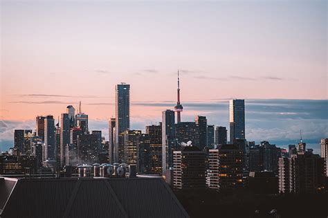 City, aerial view, buildings, architecture, dusk, HD wallpaper | Peakpx