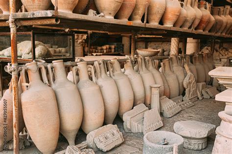 Pompeii, Italy. Artifacts In Granary Of Pompeii Forum. Stock Photo | Adobe Stock