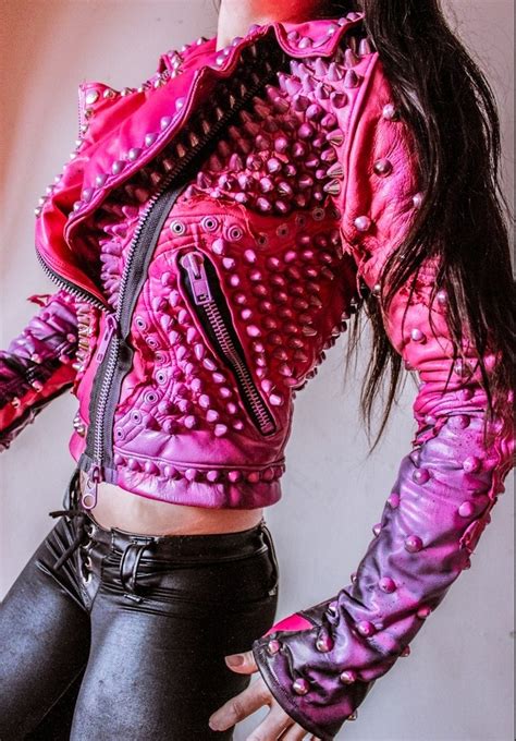 Pink studded motorcycle jacket | Just ideas | Pinterest