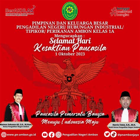 Selamat Hari Kesaktian Pancasila 1 Oktober 2023 - Website Pengadilan Negeri Ambon