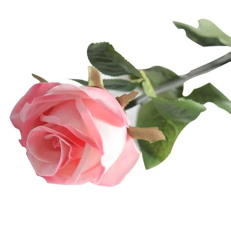 24.8'' Single Stem Pink Rose for Wedding Decoration PU Latex Artificial Flowers Real Touch Home ...