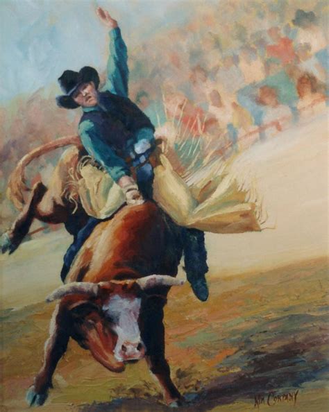 Staying In The Middle Rodeo Bucking Bull Painting by Kim Corpany