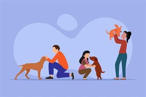 Propietarios felices de mascotas con perros | Vector Premium