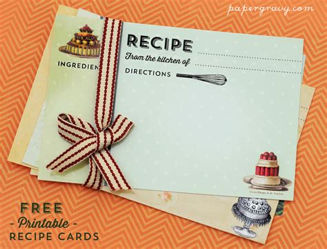 Printable Vintage Recipe Cards - The Graphics Fairy