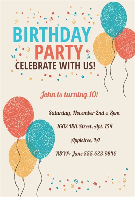 Celebrate with Us - Birthday Invitation Template (Free) | Greetings Island