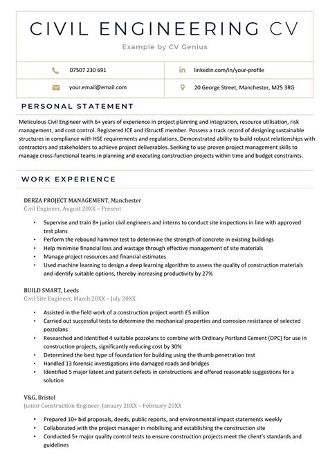 Civil Engineering CV Example, Template, & 20 Skills to List