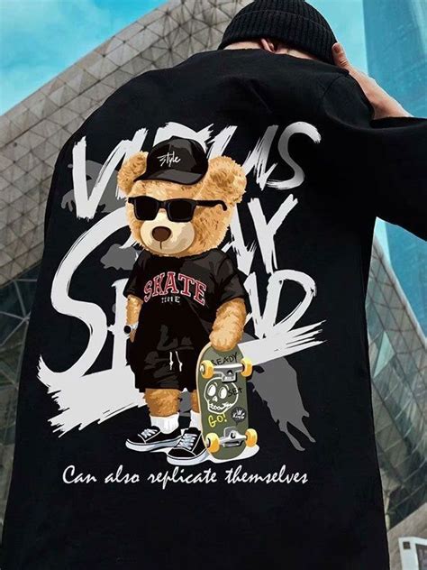 Men's Skate Bear Graphic Tee - AnotherChill Bear Graphic, Mens Graphic ...