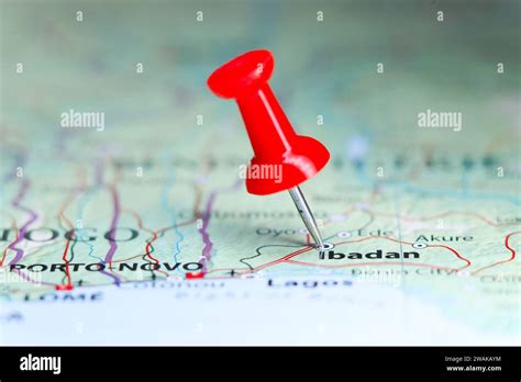 Ibadan, Nigeria pin on map Stock Photo - Alamy