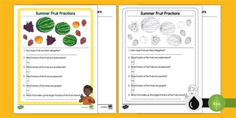 Summer Fruit Fractions Activity (teacher made) - Twinkl