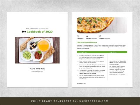 Simple recipe ebook template in Microsoft Word