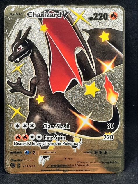 Charizard V Champion's Path Shiny Gold Metal Pokemon Card | Etsy