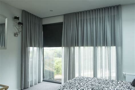 Stunning Sheer Curtain Over Blinds Gray And White Striped Drapes