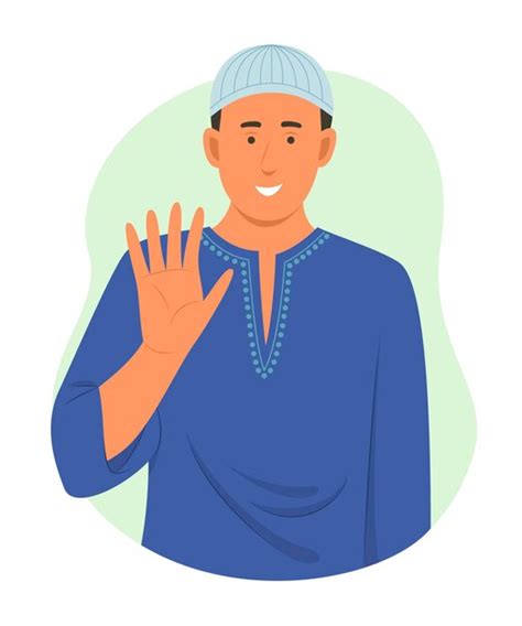 Premium Vector | Muslim man doing greeting hand gesture