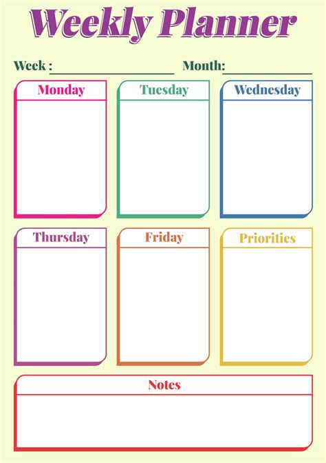 Printable Work Week Calendar