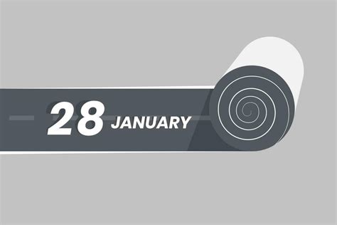 January 28 calendar icon rolling inside the road. 28 January Date Month ...