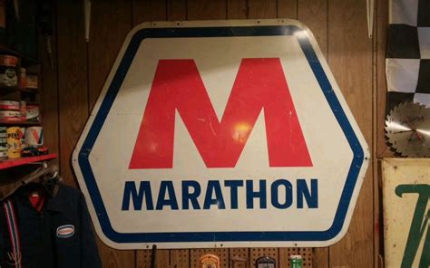 Large Original Marathon Gas Station Sign NOT PORCELAIN, METAL | #1760577027