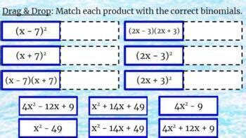 Special Binomial Products (Interactive Google Slides) by Michelle Nock