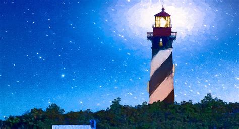 St. Augustine Lighthouse - Florida at Night Art by Artist Mark Tisdale