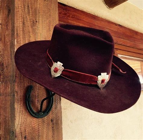 SOLD OUT Vintage Stetson Black Cherry 3X Beaver Cowboy Western Hat with Red Velvet Hatband Silver Ar