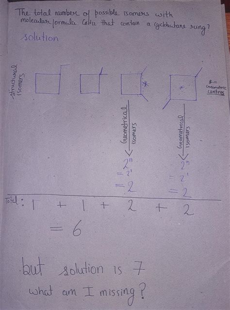 Total number of possible isomers with molecular formula C6H12 that ...