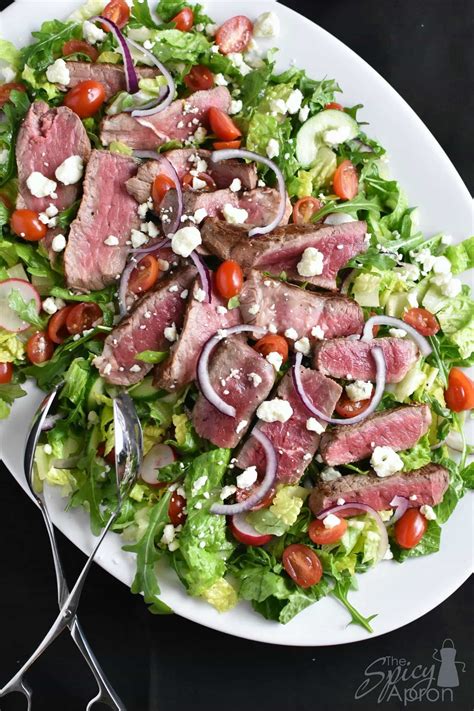 Steak Salad with Blue Cheese Crumbles - The Spicy Apron