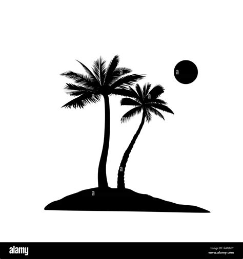 Palm tree silhouette. Summer holiday nature background. Beach resort skyline view Stock Vector ...