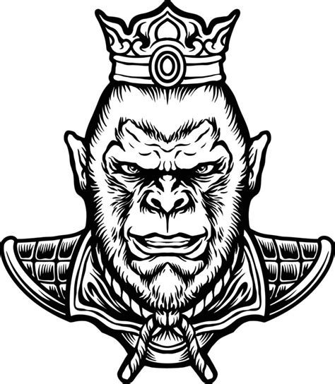 Monochrome Monkey King Clipart Vector illustrations for your work Logo ...