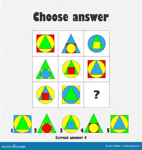 Choose Correct Answer, IQ Test with Colorful Geometric Shapes for ...