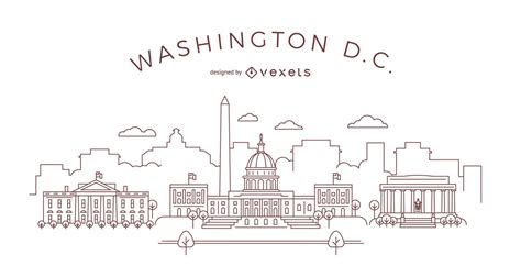 Washington DC Stroke Skyline Vector Download