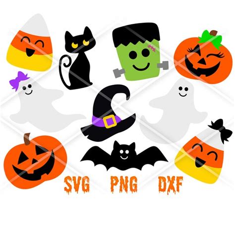 Cute Halloween Clipart Svg File Cute Halloween Faces - Etsy