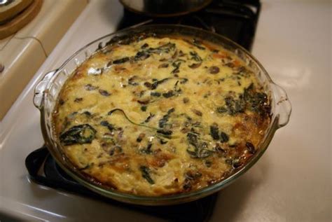 Crustless Quiche: Spinach, Mushroom and Cauliflower Recipe | SparkRecipes